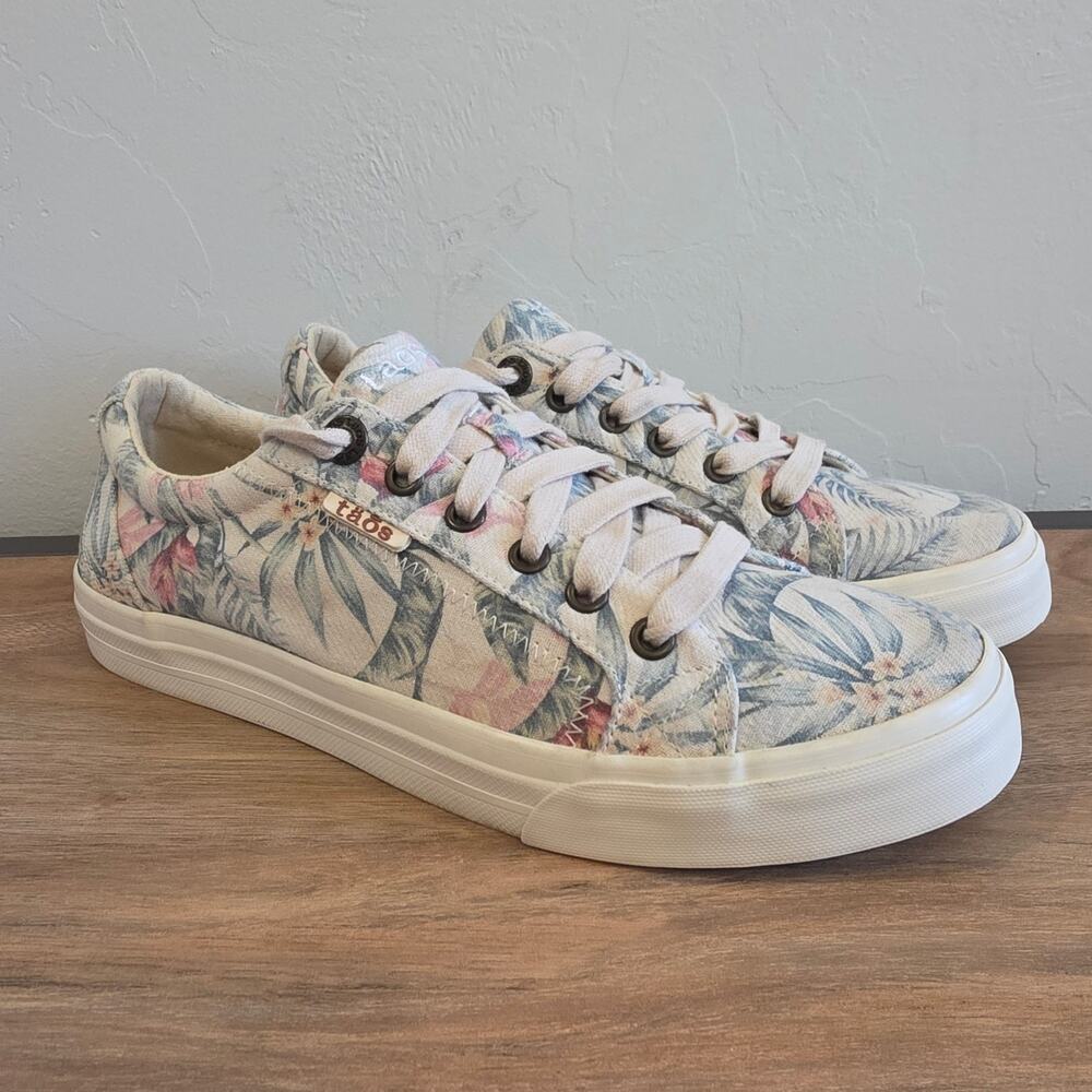 Taos Plim Soul Sneakers Womens 9 Tropical Floral Canvas Lace Up Comfort Shoes